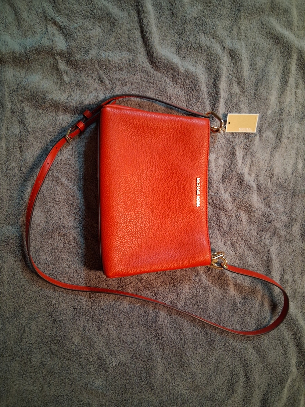 Michael Kors Orange Pebble Leather Crossbody Bag